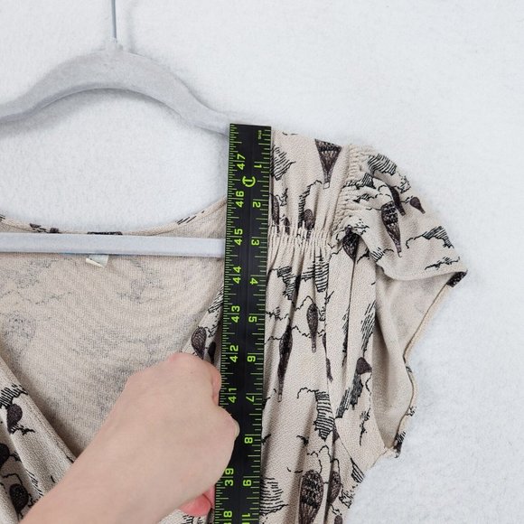 Leifnotes Dress Womens Small Tan Up Away Hot Air Balloon A Line Anthropologie - Picture 8 of 14